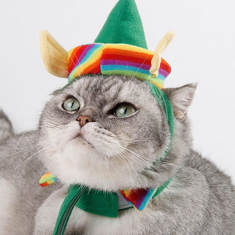 Elf Green Christmas Pet Costume Set – Hat, Collar & Foot Covers