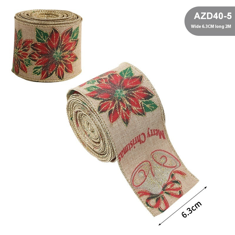 Classic Christmas Linen Craft Ribbon