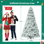 Pre-lit Artificial Christmas Tree, Prelighted Green Artificial Hinged Spruce Xmas Tree With 347 Branch Tips, 120 Incandescent Lights