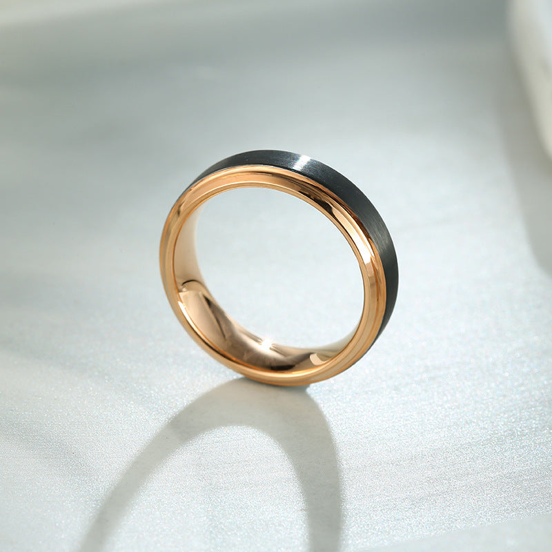 Popular Tungsten Steel Ring With Double Groove Rose Gold