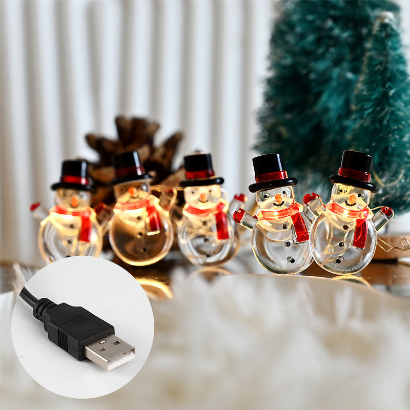 Snowman Christmas String Lights – Warm White Holiday Decor