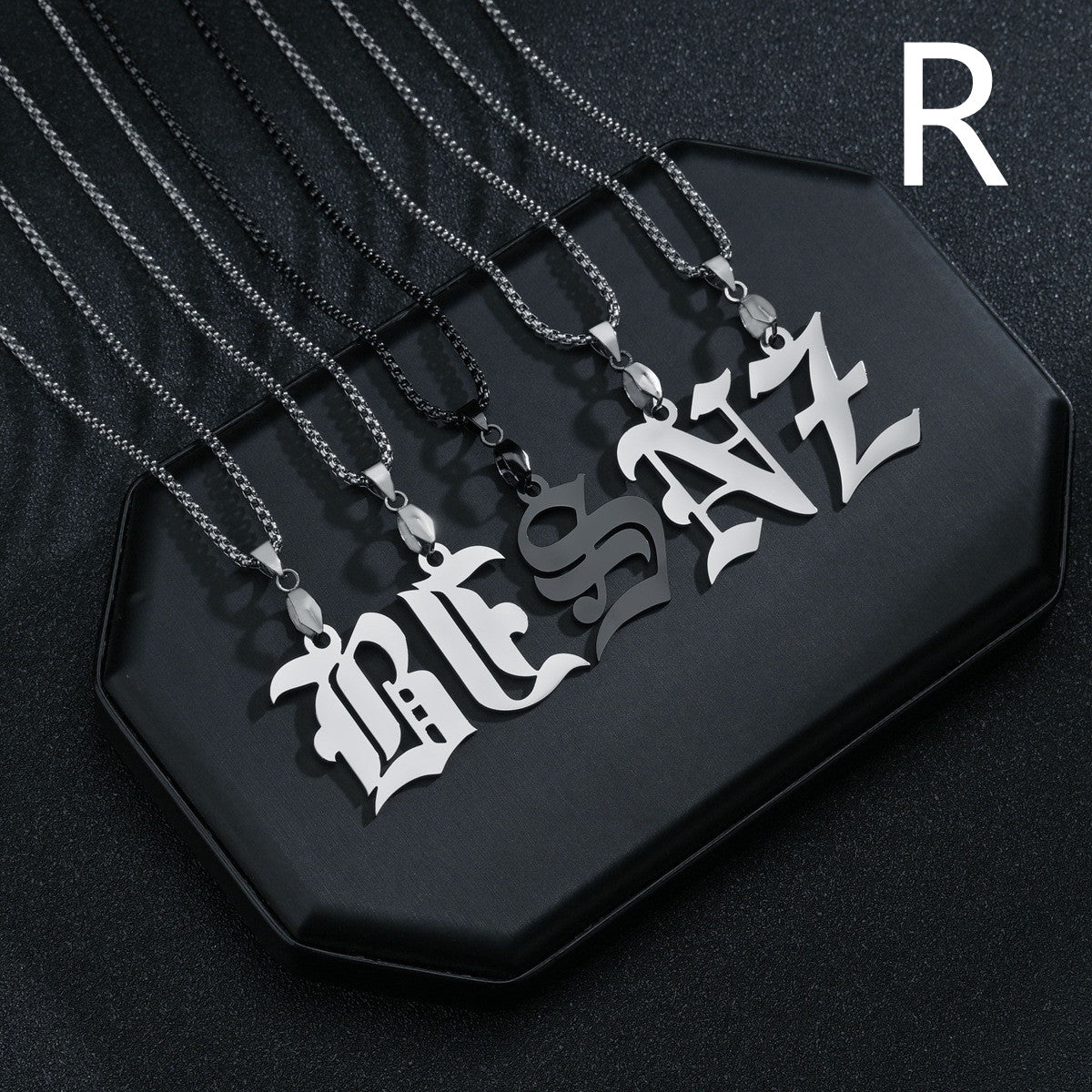 26 English Letters Military Nameplate Necklace Pendant