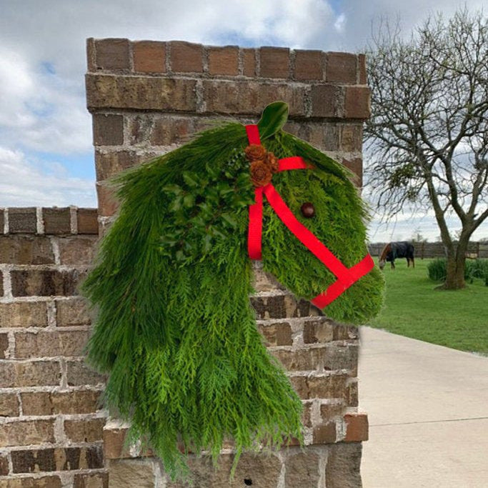 Farmhouse Double Horse Head Christmas Wreath