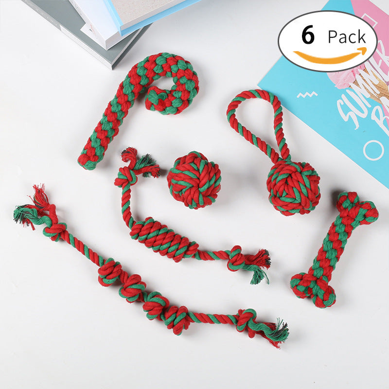 Christmas Rope Knot Dog Toy Set