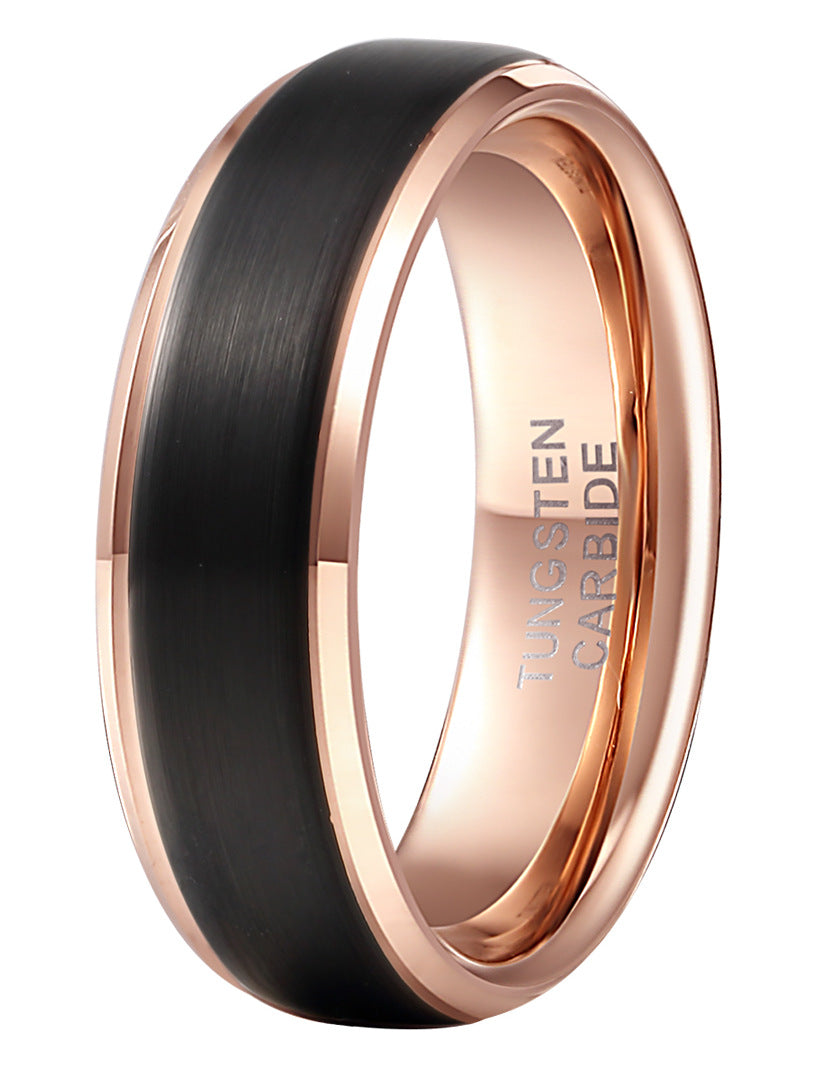 Popular Tungsten Steel Ring With Double Groove Rose Gold