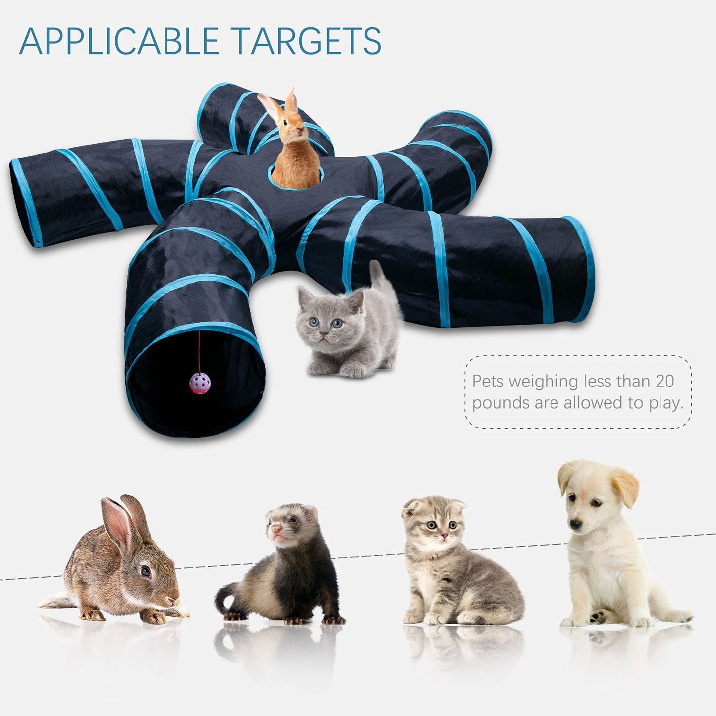 Interactive 3-Way Pet Tunnel with Tree Pattern for Cats & Puppies
