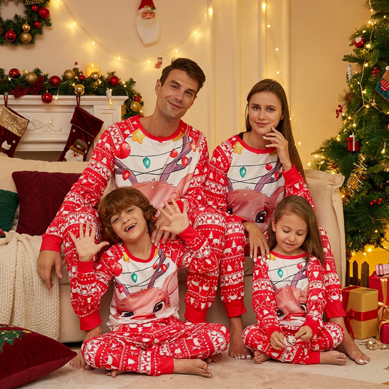 Christmas Family Matching Pajama Set – Red Cartoon Edition