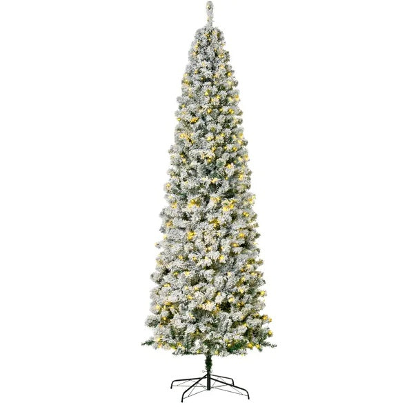 1. SnowFrost 9FT Pre-Lit Slim Christmas Tree