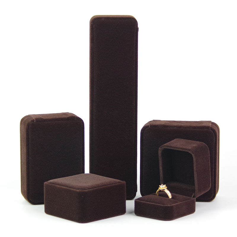 Flocking Cloth Rounded Gray Velvet Pendant Jewelry Box