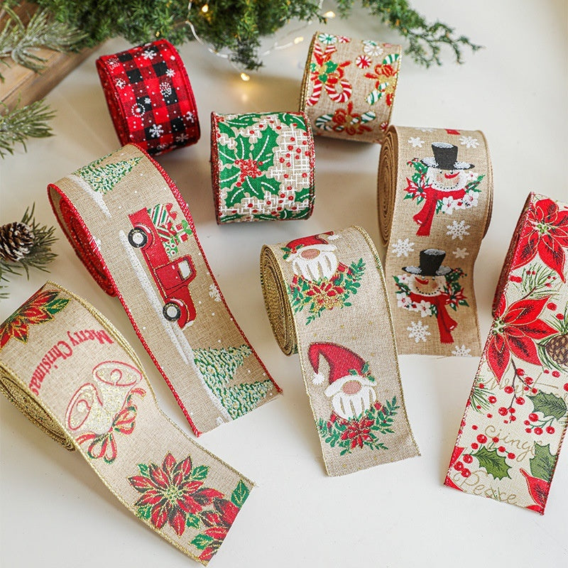 Classic Christmas Linen Craft Ribbon