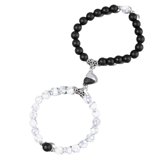Black And White Love Magnet Suction Couple Bracelet Pair