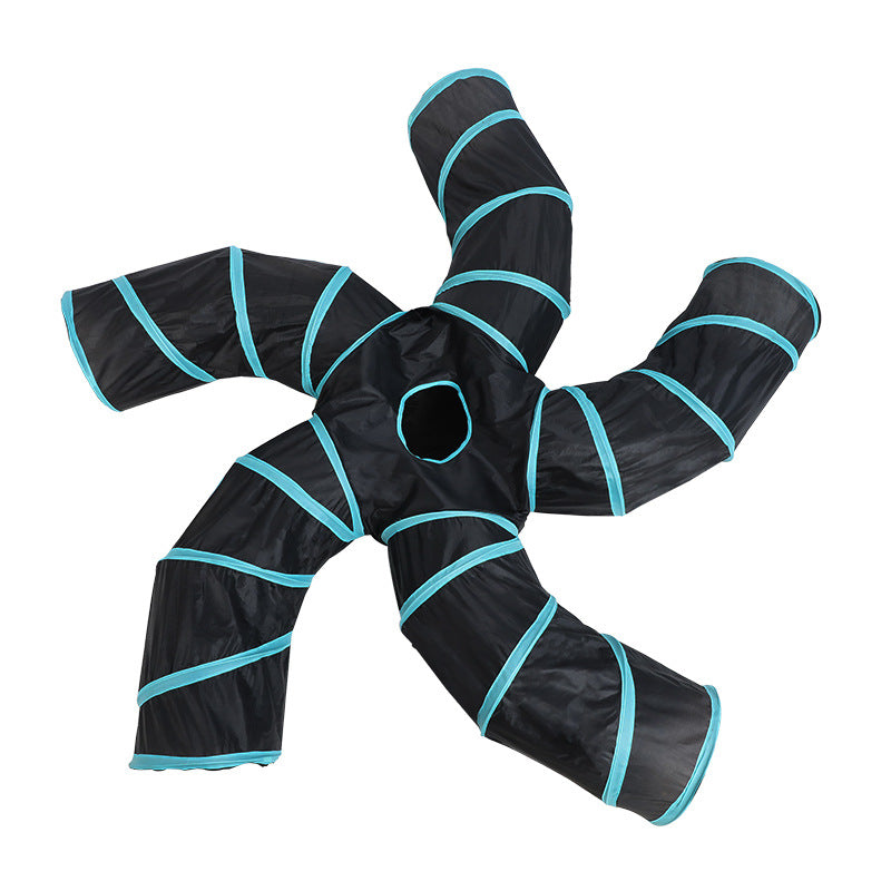 Interactive 3-Way Pet Tunnel with Tree Pattern for Cats & Puppies