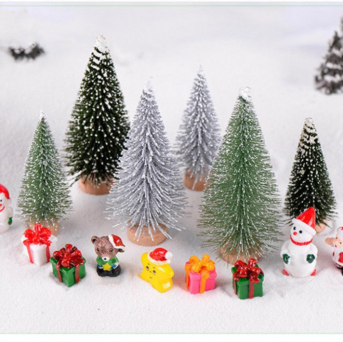 Mini Pine Needle Christmas Tree Ornaments Set