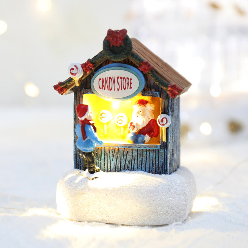 Mini Christmas House Resin Ornament – Warm LED Holiday Gift