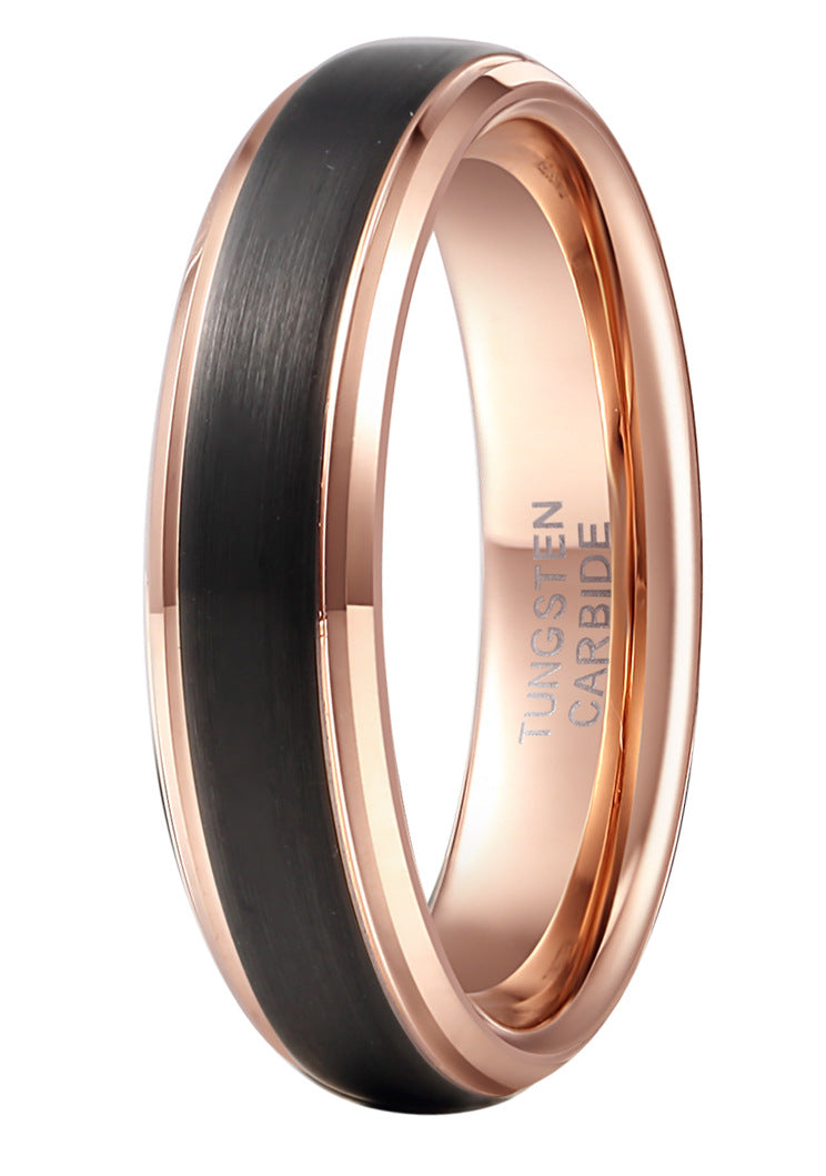 Popular Tungsten Steel Ring With Double Groove Rose Gold