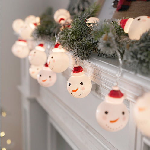 Snowman LED String Lights – Battery/USB Powered Christmas Decoration