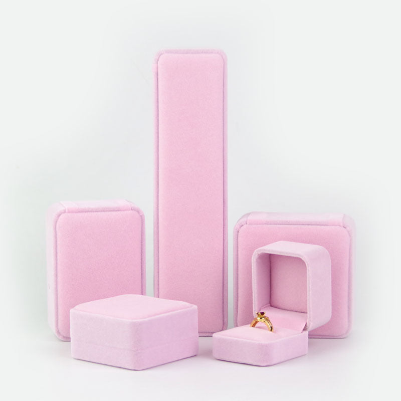 Flocking Cloth Rounded Gray Velvet Pendant Jewelry Box