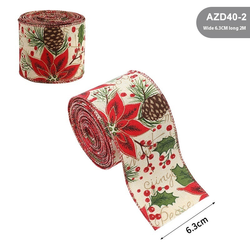 Classic Christmas Linen Craft Ribbon
