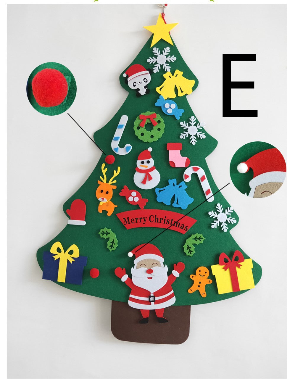 DIY Felt Christmas Tree With 32 Ornaments