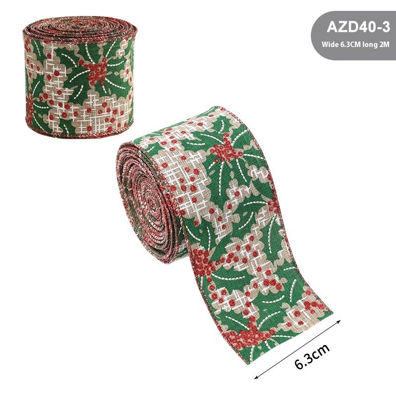 Classic Christmas Linen Craft Ribbon