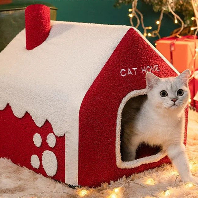 Christmas Pet Cozy Snow House